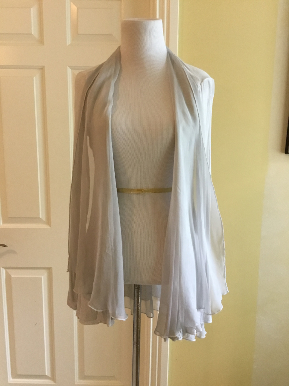 Made in Italy Light Gray Waterfall Open Front Cardigan Wrap